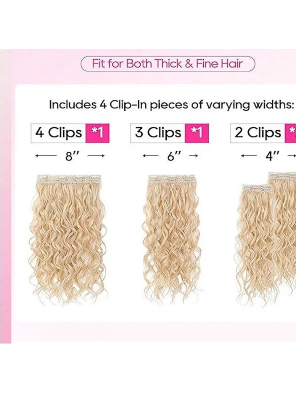 Curly Hair Extensions, 4PCS 16 inch Clip in Hair Extensions Lace Weft Short Curl